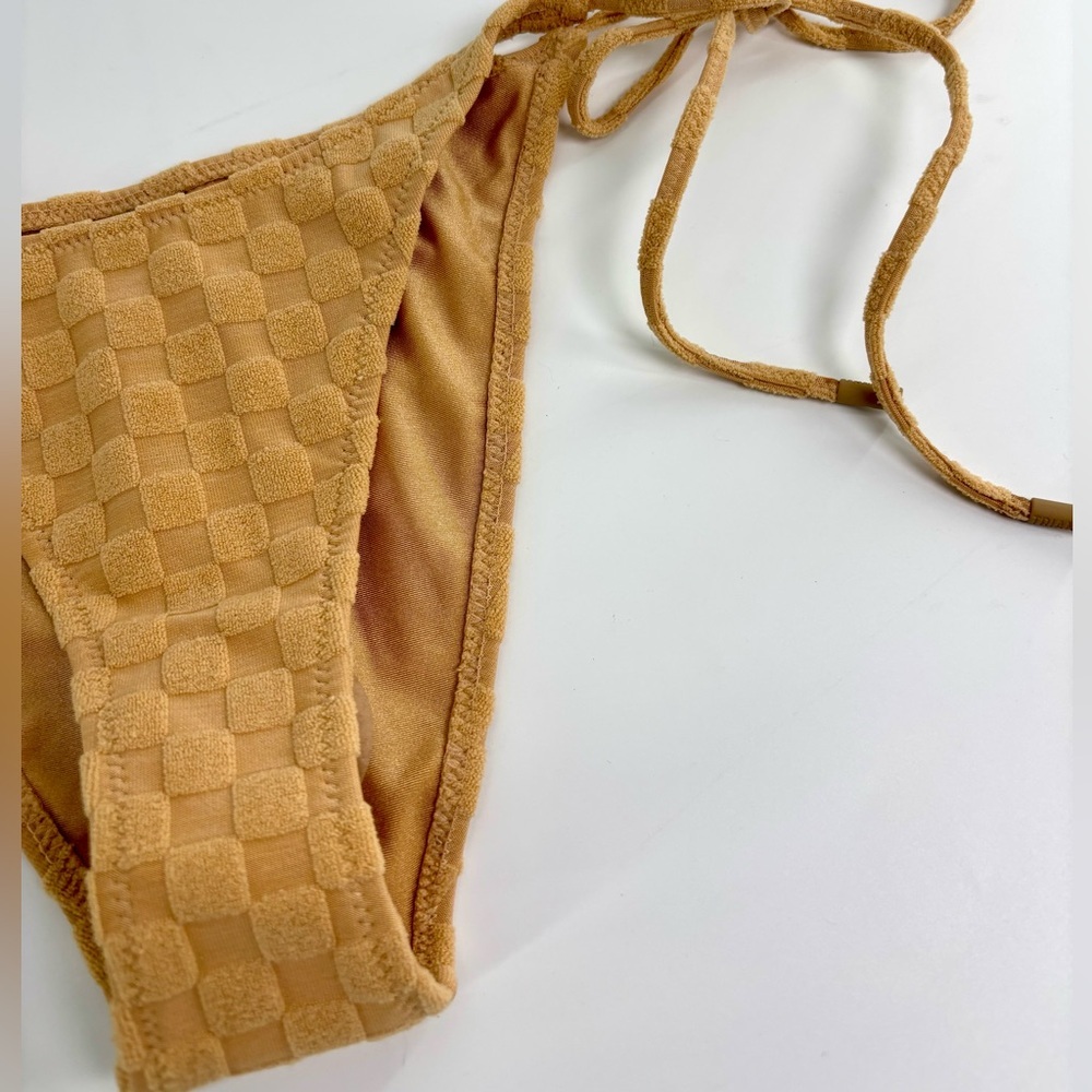 Triangl terry check string bikini bottoms Medium tan cheeky NWOT - Picture 7 of 8